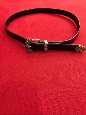 The Kooples Black Leather Belt Ornate Metal Buckle